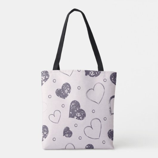 Lila Grunge Hearts Tote Bag Tasche (Rückseite)