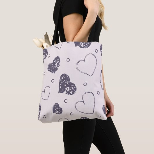 Lila Grunge Hearts Tote Bag Tasche (Von Nahem)