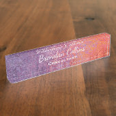 Lila Grunge Metal Texture Custom Namensplakette (Seite)