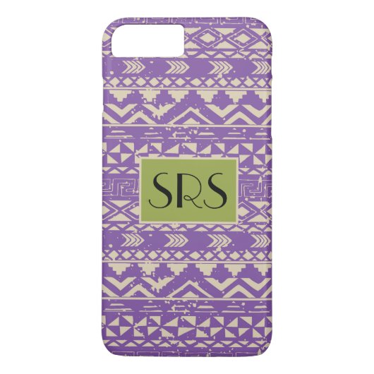 Lila Grunge Pattern Monogramm Case-Mate iPhone Hülle (Rückseite)