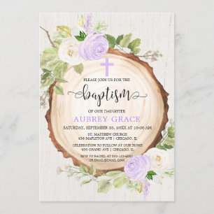 Lila Grünland rustikales Taufwald Einladung