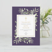 Lila Grünlandschaft Christliche Beerdigung Gedenks Dankeskarte (Stehend Vorderseite)