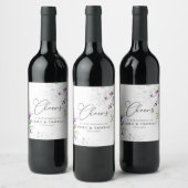 Lila Grünpflanze Lavendel Wedding Wine Label Weinetikett (Flaschen)