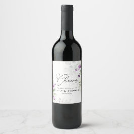 Lila Grünpflanze Lavendel Wedding Wine Label Weinetikett