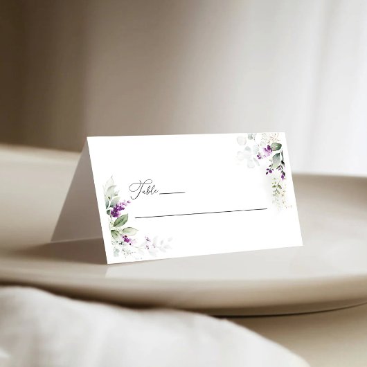 Lila Grünpflanze Lavender Wedding Folded Platzkart Platzkarte