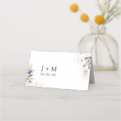 Lila Grünpflanze Lavender Wedding Folded Platzkart Platzkarte (Rückseite)