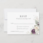 Lila Grünpflanzen Gold Wedding RSVP Card Einladung (Vorderseite)