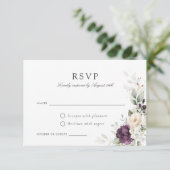 Lila Grünpflanzen Gold Wedding RSVP Card Einladung (Stehend Vorderseite)