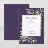 Lila Grünpflanzen Hochzeit RSVP Karte (Vorne/Hinten)