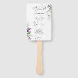 Lila Grünpflanzen Lavender Hochzeitsprogramm Hand Fächer