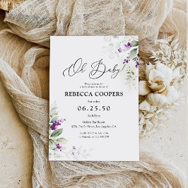 Lila Grünpflanzen Lavender Kinderdusche Einladung