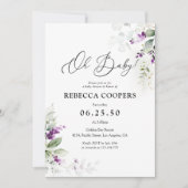 Lila Grünpflanzen Lavender Kinderdusche Einladung (Vorderseite)