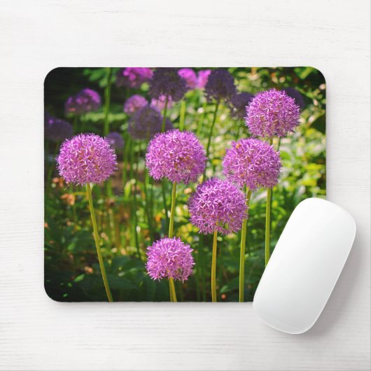 Lila Gruppe Allium Blume Monogramm Mousepad (Mit Mouse)