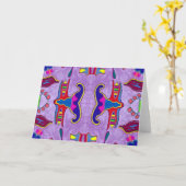 Lila Grußkarte für Drachen Karte (Gelbe Blume)