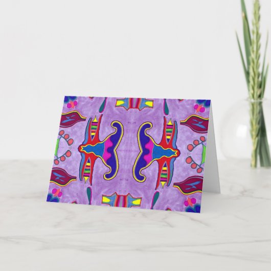 Lila Grußkarte für Drachen Karte (Vorderseite)