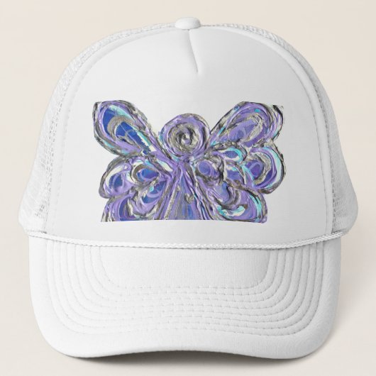 Lila Guardian Angel Custom Art Hat oder Cap Truckerkappe (Vorderseite)