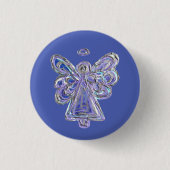 Lila Guardian Angel Custom Holiday Button Button (Vorderseite)