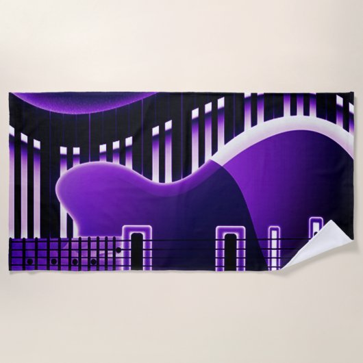 Lila Guitar Beach Handtuch (Vorderseite)
