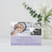 Lila Gumdrop-Geburt Ankündigung (Stehend Vorderseite)