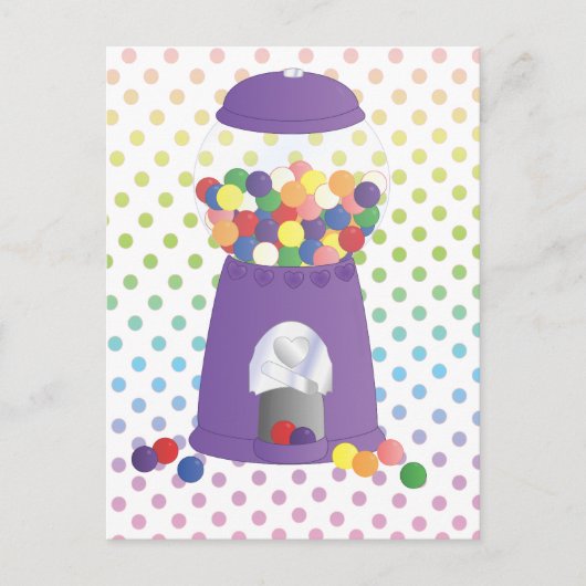 Lila Gummiballmaschine Postkarte (Vorderseite)