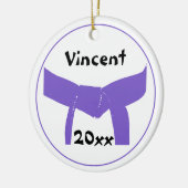 Lila Gürtel für Kampfkunst Keramikornament (Links)