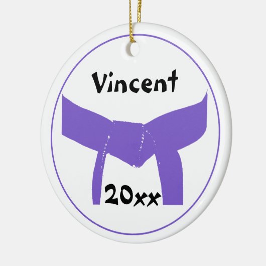 Lila Gürtel für Kampfkunst Keramikornament (Links)