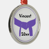 Lila Gürtel für Kampfkunst Silbernes Ornament (Rechts)