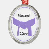 Lila Gürtel für Kampfkunst Silbernes Ornament (Links)