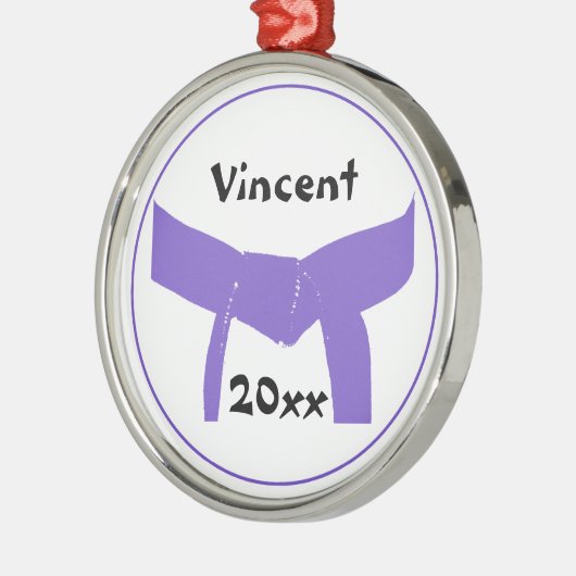 Lila Gürtel für Kampfkunst Silbernes Ornament (Links)