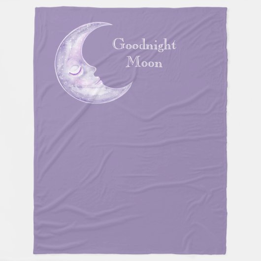 Lila Gute Nacht Mond Fleecedecke (Vorderseite)