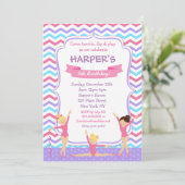 Lila Gymnastik Gymnastik Geburtstag Einladungen (Stehend Vorderseite)