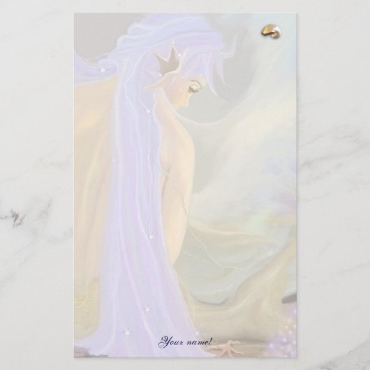 Lila Haahaar Meerjungfrau! Briefpapier (Vorderseite)