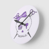 Lila Haar-zusätzlicher Schädel - Scissor gekreuzte Runde Wanduhr (Winkel)
