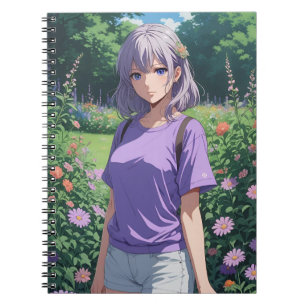Lila-haariges Cutesy Anime Girl Notizblock