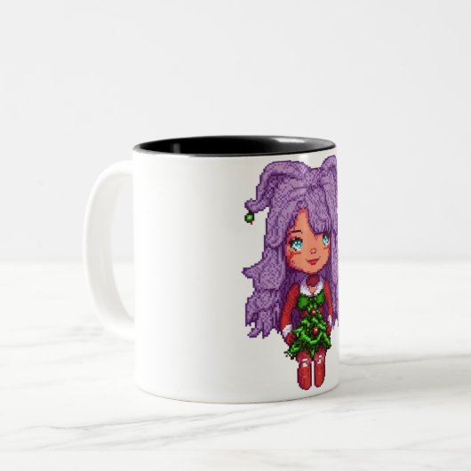 Lila Haarmädchen Zweifarbige Tasse (Vorderseite Links)