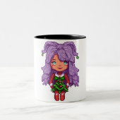 Lila Haarmädchen Zweifarbige Tasse (Mittel)