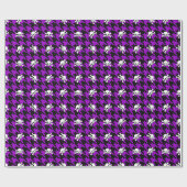 Lila Hahnentrittmuster u. Schädel Geschenkpapier (Flach)