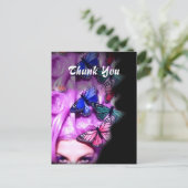 Lila Hair Butterfly Lady Danke Postcards Postkarte (Stehend Vorderseite)