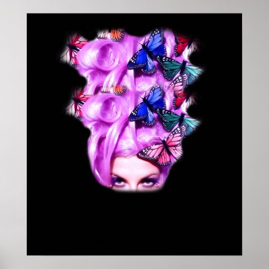 Lila Hair Butterfly Lady Poster/Print 5 Poster (Vorne)