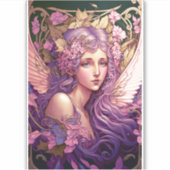 Lila Hair Fairy Angel Fantasy Kunst, Dichtung und  Aufkleber (Vorderseite)