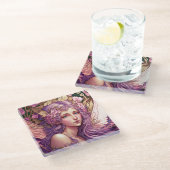 Lila Hair Fairy Angel Fantasy Kunst, Dichtung und Glasuntersetzer (Schrägansicht)