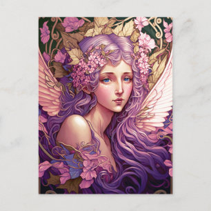 Lila Hair Fairy Angel Fantasy Kunst, Dichtung und Postkarte