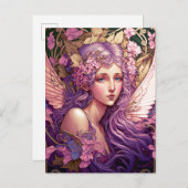 Lila Hair Fairy Angel Fantasy Kunst, Dichtung und Postkarte (Vorne/Hinten)