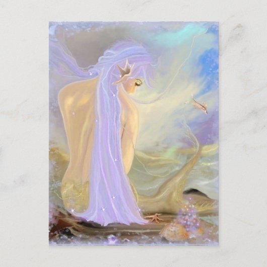 Lila Hair Mermaid Postkarte (Vorderseite)