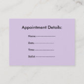 Lila Hair Salon Visitenkarten Terminkarte (Rückseite)