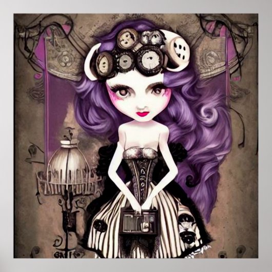 Lila Hair Steampunk Doll Poster (Vorne)