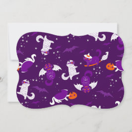 lila Halbwal-Katzen Mummy Vampire Fledermaus Hexe Einladung