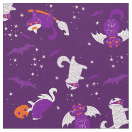 lila Halbwal-Katzen Mummy Vampire Fledermaus Hexe Stoff