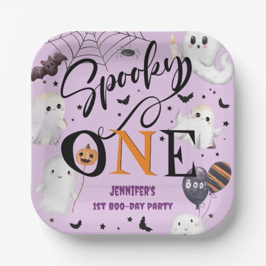 Lila Halloween 1. Geburtstag Pappteller (Vorderseite)
