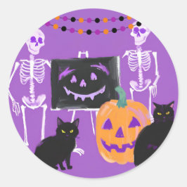 Lila Halloween-Aufkleber Runder Aufkleber